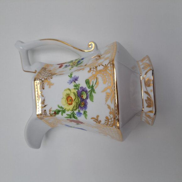 Royal Danube Ornate Floral Gold Trim Hexagonal Pitcher Pot - Picture 6 of 15
